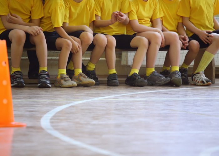 Pupils waiting for a PE lesson to start