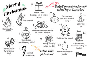Christmas PE activity sheet